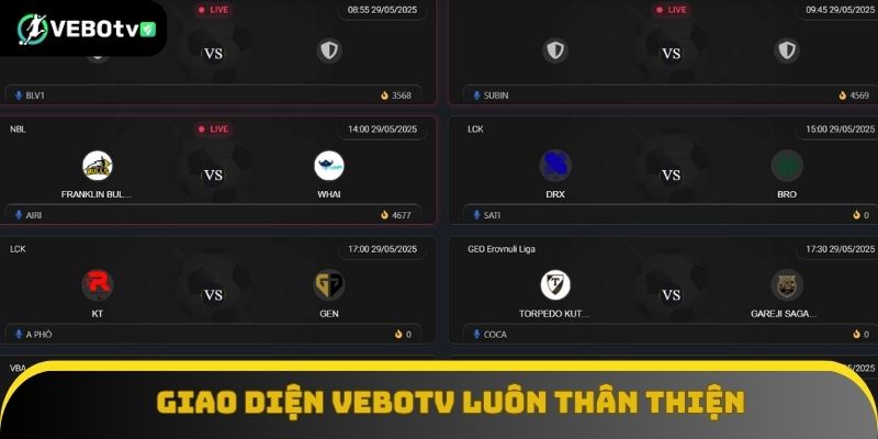 Giao diện VeboTV luôn thân thiện với mọi người xem